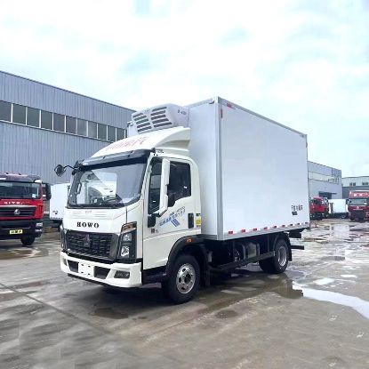 Picture of HOWO Sinotruk 4.2m blue van freight refrigerated truck with strong sealing and refrigeration performance