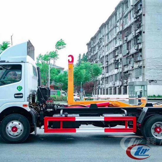 Picture of 7 square 8 square garbage bin transport truck detachable compartment garbage truck Dongfeng Duolika hook arm garbage truck manufacturers
