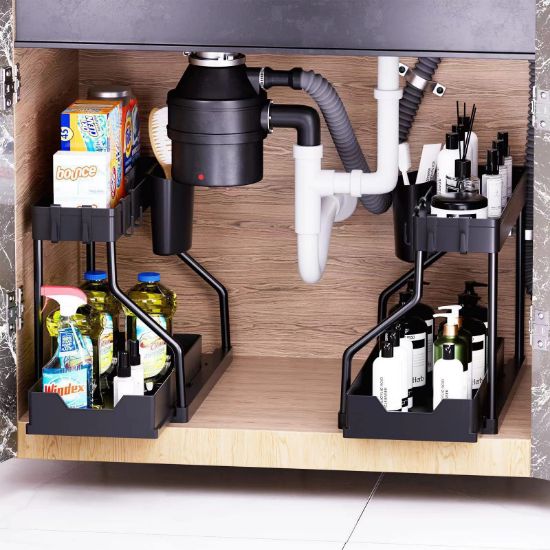 Picture of Multi-layer pull-out seasoning household kitchen rack bathroom sink layered sundries storage rack wholesale