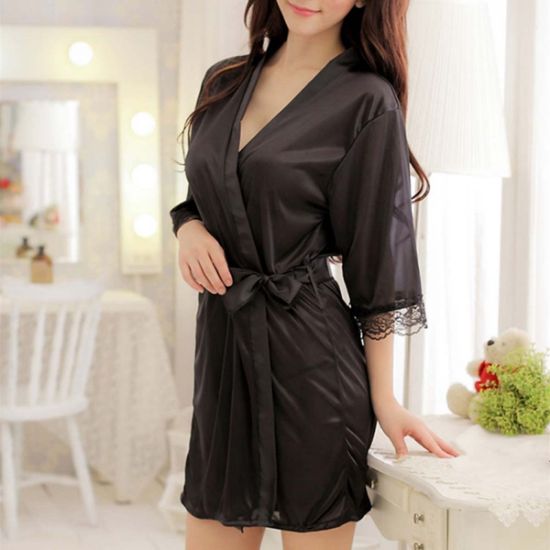 Picture of Sexy transparent ice silk temptation open rope dress multi-piece long skirt pajamas bathrobe female sexy lingerie adult products