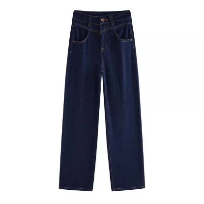 Picture of Korean summer thin denim blue new straight high waist 89% jeans