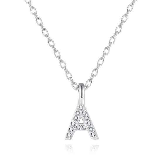 Picture of Full diamond 26 letter pendant necklace S925 sterling silver your name fresh niche versatile