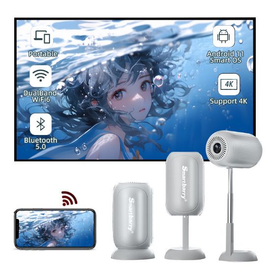 Picture of Cross-border new HT10 hidden bracket Android wireless projection home bedroom gimbal projector HD smart