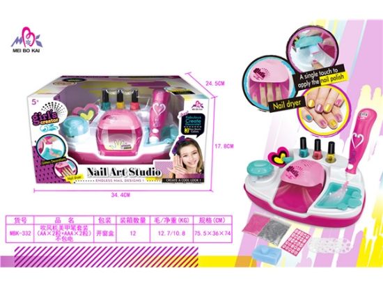 Picture of Hair Dryer & Nail Art Brush Set Pretend Play Toy (AA*2 pieces + AAA*2 pieces) not including batteries