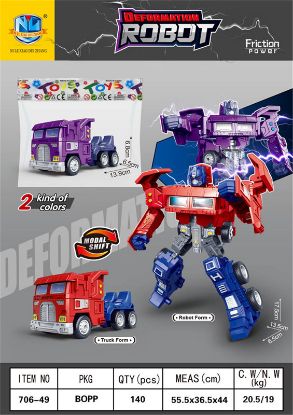 Picture of High-Quality Simulation Inertia Manual Deformation Truck Police 8pcs