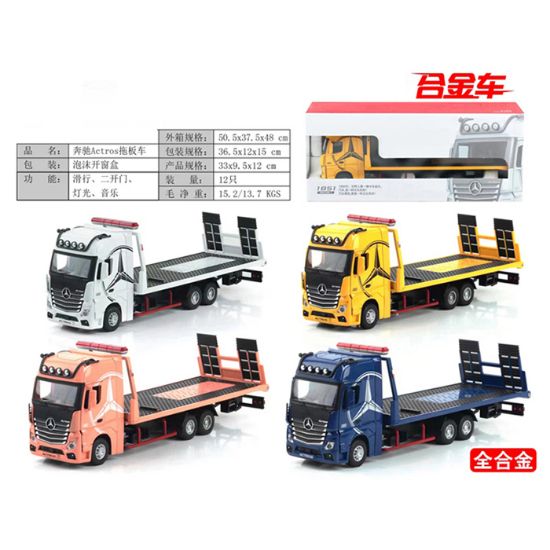 Picture of 1:24 Scale Alloy Mercedes Actros Flatbed Truck (With Sliding Doors, Lights, and Music)