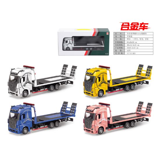 Picture of 1:24 Scale Alloy Mercedes Actros Flatbed Truck (With Sliding Doors, Lights, and Music)